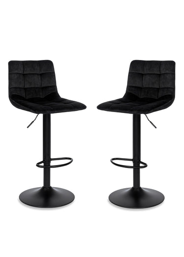 Chaises de bar matelassées en velours 2N Noir