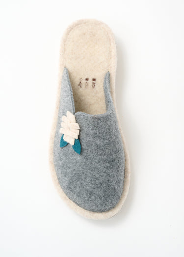 Mules feutrine largeur confort application fantaisie Gris