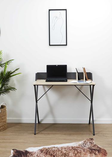 Bureau épuré, en métal et bois 2 tons 1G Gris