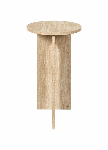 Petite table d'appoint, effet pierre Blanc/Beige