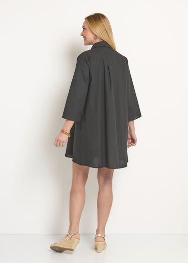 Robe housse manches 3/4 broderies colorées Noir