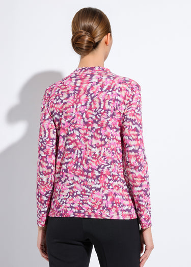 Sous-pull imprimé col montant manches longues Prune/Rose