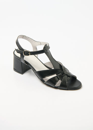 Sandales à talon brides croisées largeur confort Noir