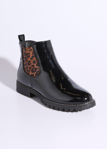 Chelsea boots vernies élastiques léopard Noir/Leopard
