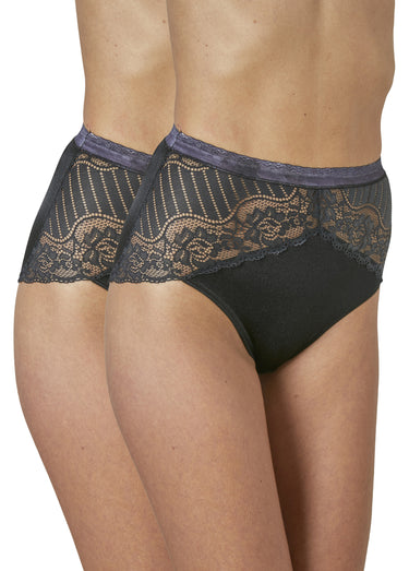 Culottes hautes couvrantes en dentelle Noir Lot2