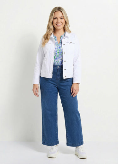Veste en jean coupe droite stretch Blanc