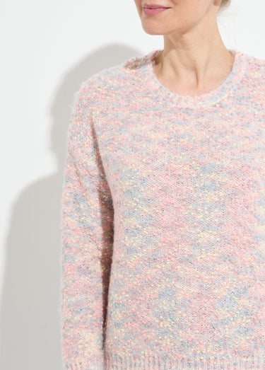 Pull doux col rond maille boule multicolore Chine Rose