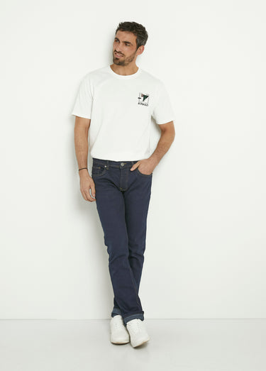 T-shirt coton épais, broderie graphique Blanc