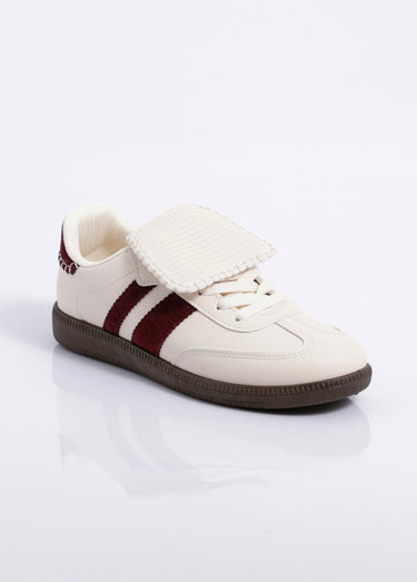 Sneakers avec languette inspiration rétro Beige/Bordeaux