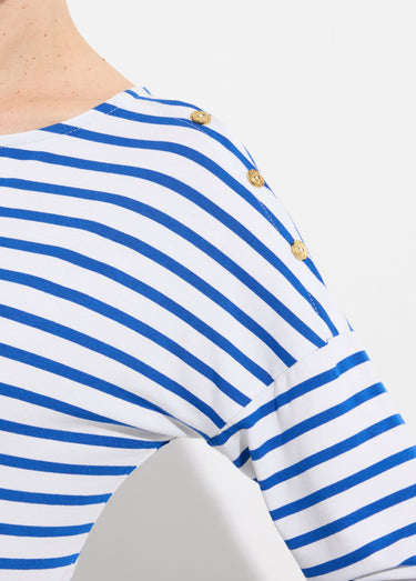T-shirt marinière rayé manches 3/4 Blanc/Bleu