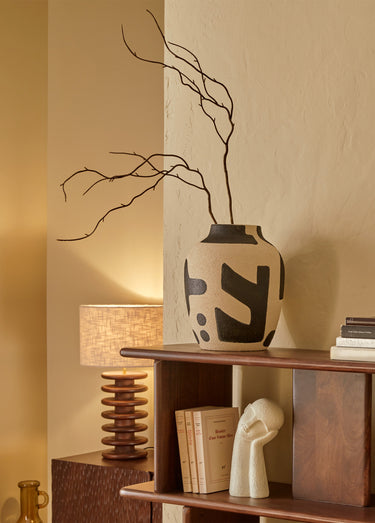 Vase en céramique thème ethnique NYER Noir / Blanc
