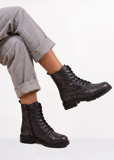 Bottines fantaisie style Combat boots Noir