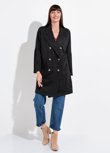 Trench souple long double boutonnage Noir