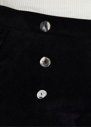 Pantalon large velours milleraies effet pont Noir