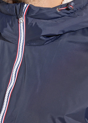 Parka courte chaude fourrée déperlante Marine/Ecru