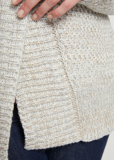 Gilet long bord à bord maille fantaisie Naturel
