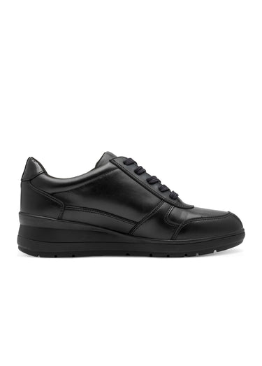 Derbies compensés en cuir à lacets Noir