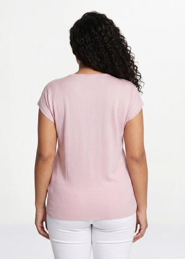 Pull maille scintillante manches kimono Rose