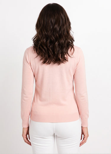 Pull laine mérinos manches longues Rose The
