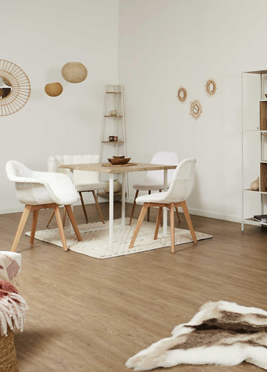 Set 2 Fauteuils scandinaves PATCHWORK Blanc/Marron