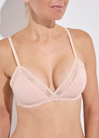 Ensemble dentelle soutien gorge culotte Rose