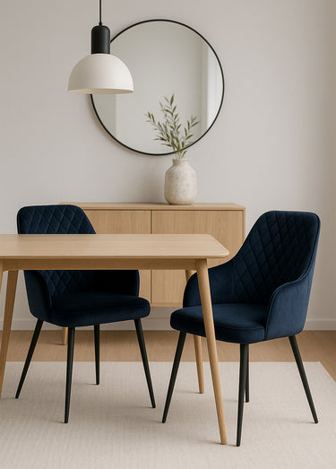 Fauteuils de salle à manger, velours 1B Bleu