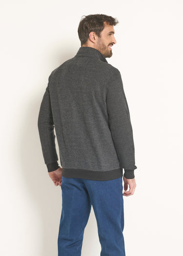 Sweat 2 en 1 col chemise zippé Anthracite