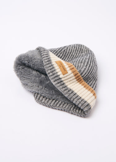 Bonnet chaud maille intérieur polaire Gris