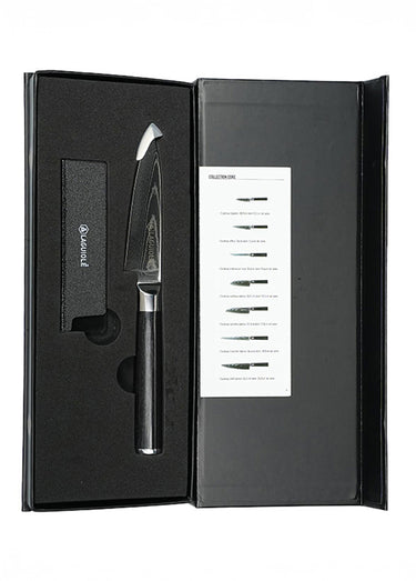 Couteau à légumes lame damas + étui, Core Noir