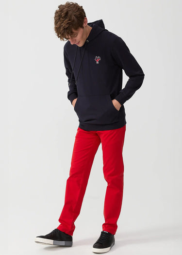 Sweat shirt kangourou à capuche, brodé Bleu Marine