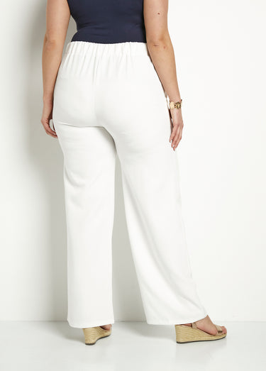 Pantalon effet pont taille élastiquée Blanc