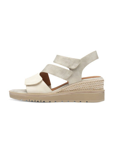 Sandales compensées brides scratchées Beige