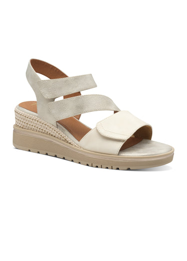 Sandales compensées brides scratchées Beige