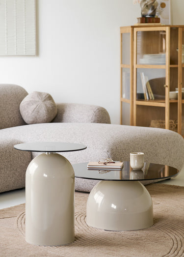 Table d'appoint verre et métal RAVELLO Beige/Gris