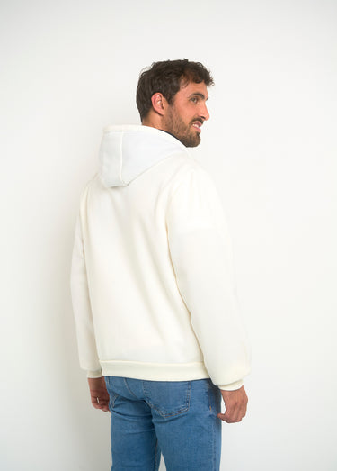 Sweat à capuche zippé poche kangourou Blanc/Marine