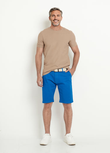 Bermuda court à revers avec ceinture Bleu Royal