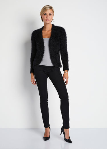 Gilet boléro court maille effet poilu Noir