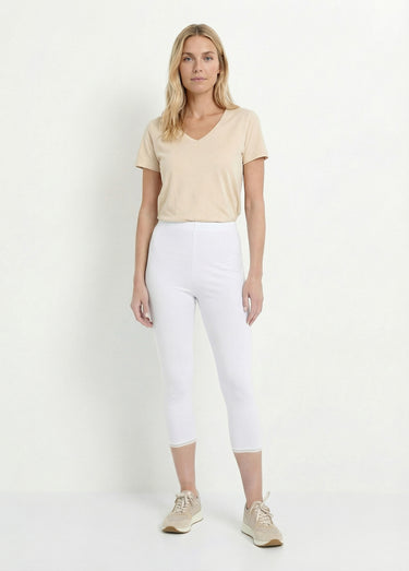 Legging court galon ajouré coton stretch Blanc
