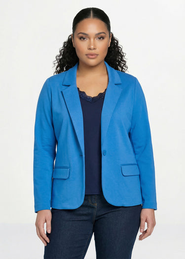 Veste droite boutonnée maille milano unie Bleu Mykonos