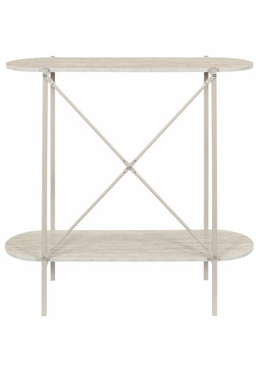 Console plateaux ovales, en métal clair Blanc/Beige