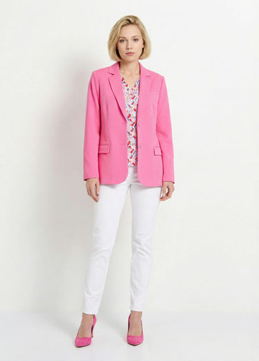 Veste blazer coupe droite maille unie Rose