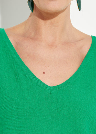 Pull en maille fine avec col V large Vert Vif