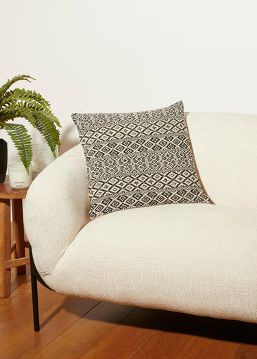 Housse de coussin tissée 50x50cm, Kilim Noir/Beige