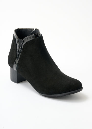 Low boots zippées largeur confort cuir Velours Noir