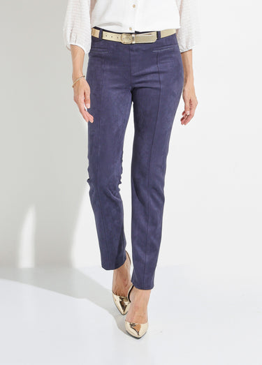 Pantalon droit suédé effet ventre plat Marine
