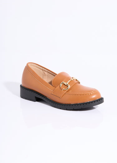 Mocassins avec patte métal Camel