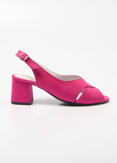Sandales à talon brides croisées largeur confort Fuchsia