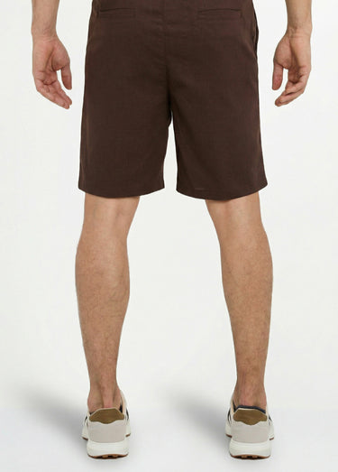 Bermuda lin/coton, taille élastiquée Chocolat