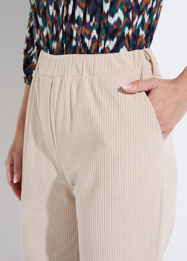 Pantalon velours côtelé taille élastiquée Ecru
