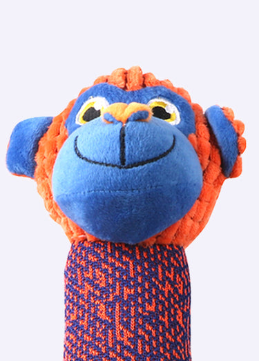 Peluche poignée corde forme tête animal Orange